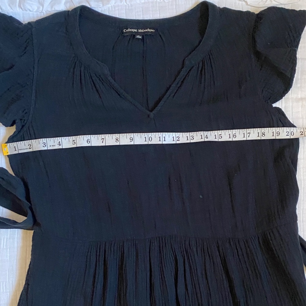CATHERINE MALANDRINO 100% Organic Cotton,Black Midi Dress - Picture 8 of 11